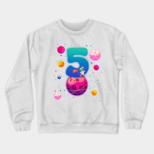 5th Birthday Party Space Lover B-day Gift For Kids Toddler Boys Crewneck Sweatshirt